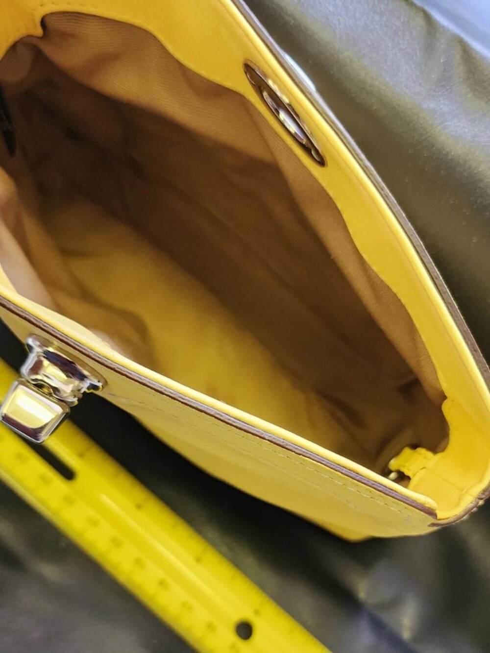 Coach Yellow Turnlock Leather Wristlet - Picture 3 of 5